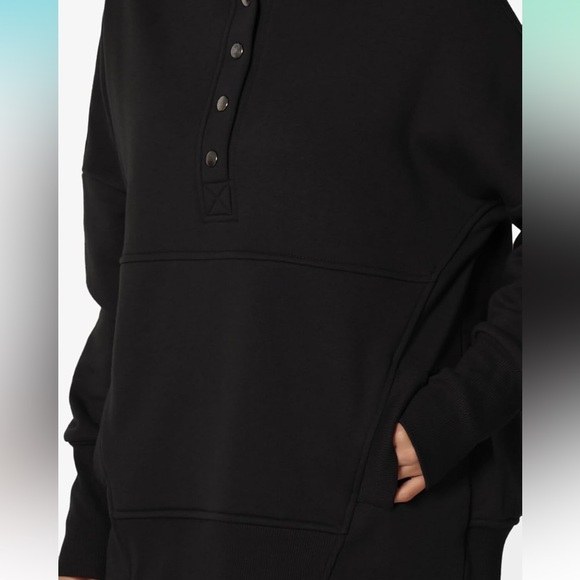 🛍️# 2456 NWOT TheMogan Oversized Pullover Fleece Hooded Sweatshirt Tunic Hoodie - Picture 4 of 14